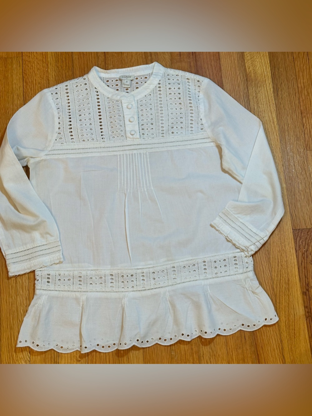 J.Crew white cotton long-sleeve popover blouse Size 0 (v)